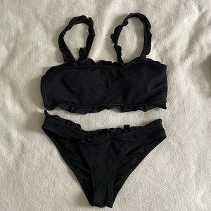Black Ruffle Bandeau Bikini